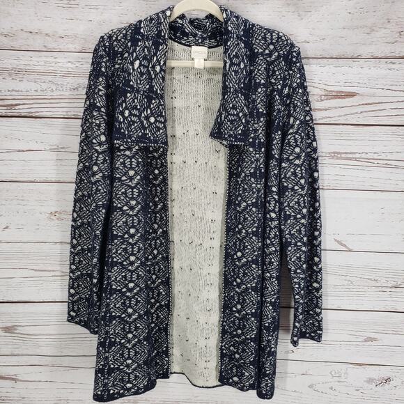 Chico's Women's Blue Textured  Open Cardigan Sweater Size 3 - Picture 1 of 15